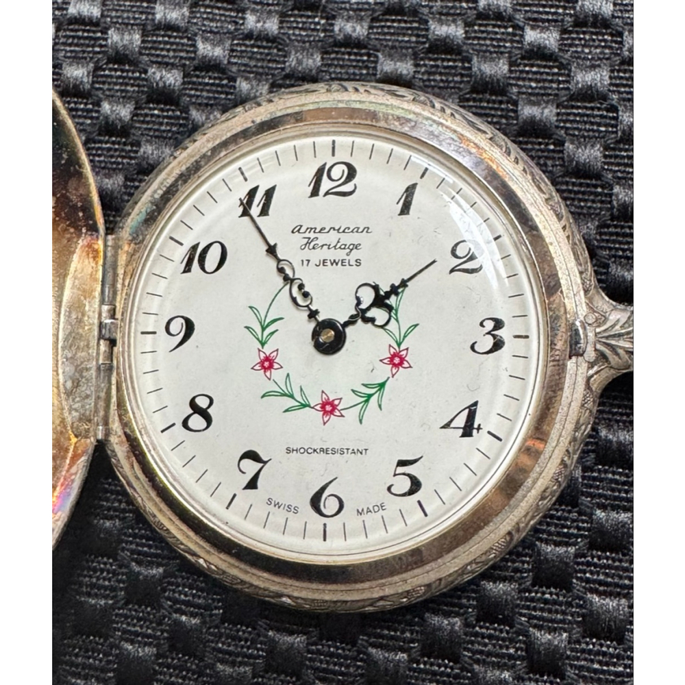American Heritage 17 Jewel, Half Hunter Pocket Watch - Swiss Made
